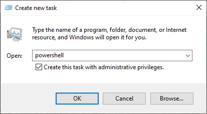 Run dialog box