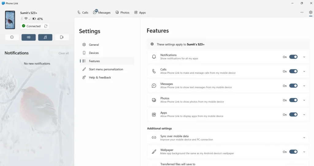 Use the Microsoft Phone Link App in Windows to Effortlessly Sync Your Phone 1 Image showing Microsoft Phone Link app features in Windows.
