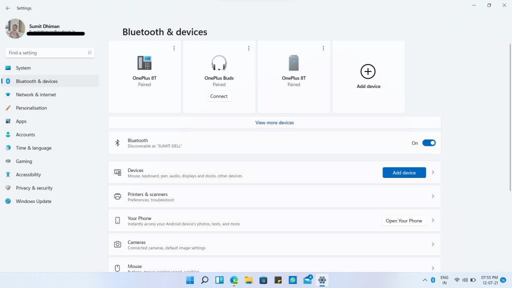 Settings devices light