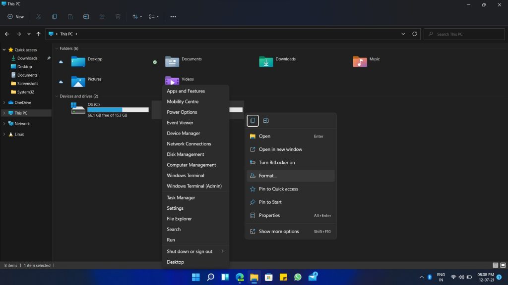 file explorer dark