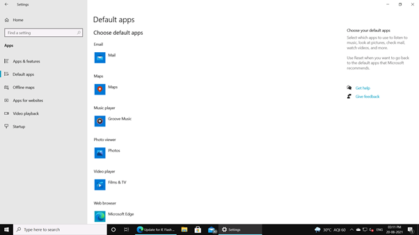 How to change the default apps in Windows 11?