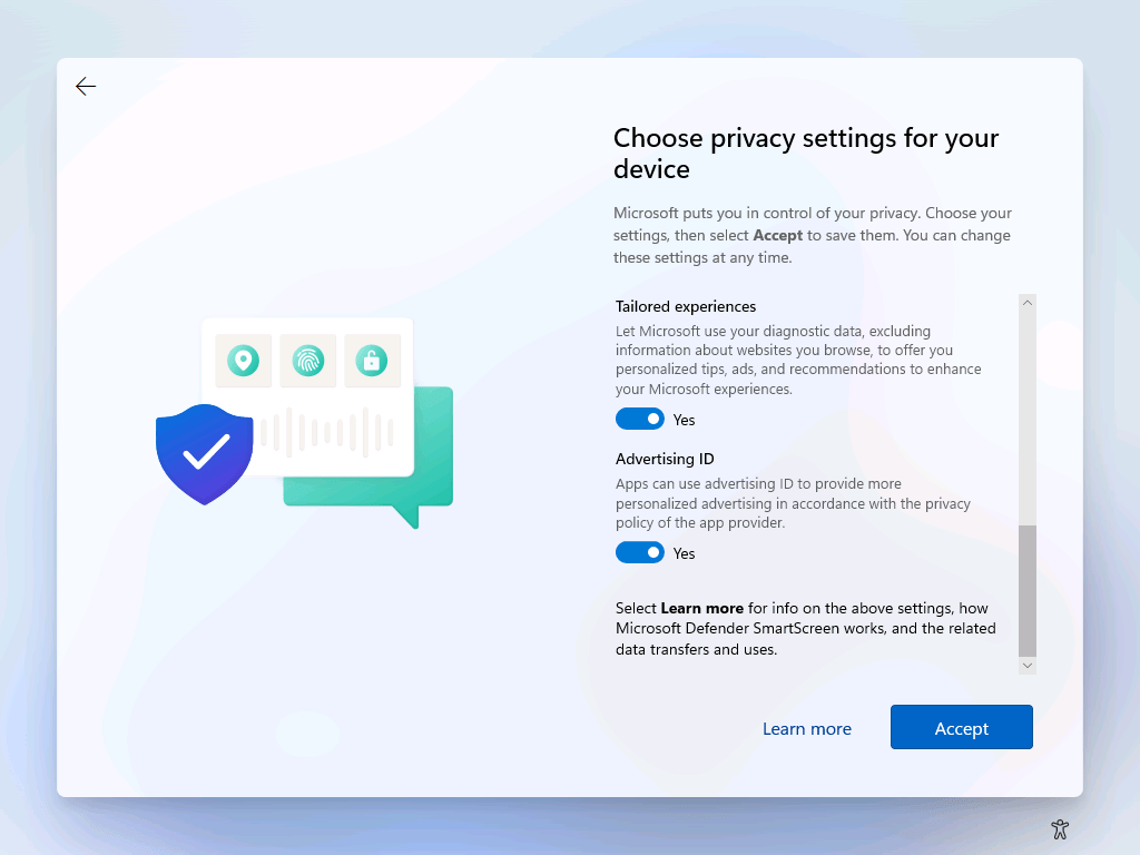 Privacy Settings after clean Install Windows 11