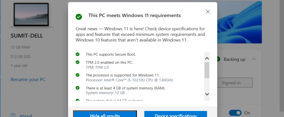 Windows 11 PC health check