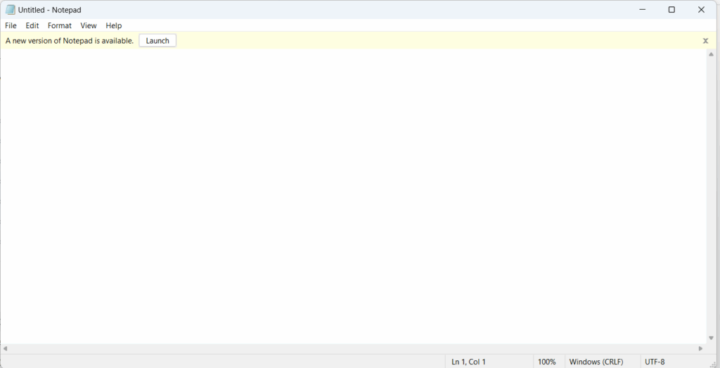 Old Notepad, in action in Windows 11