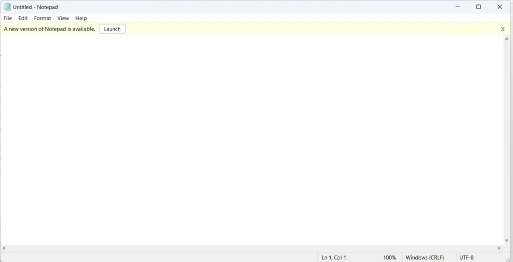 Old Notepad, in action in Windows 11