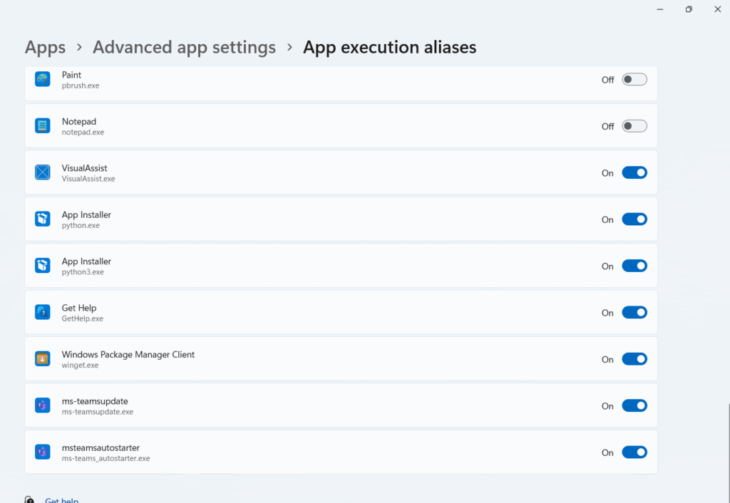 Disable App execution alias to restore old Notepad in Windows 11