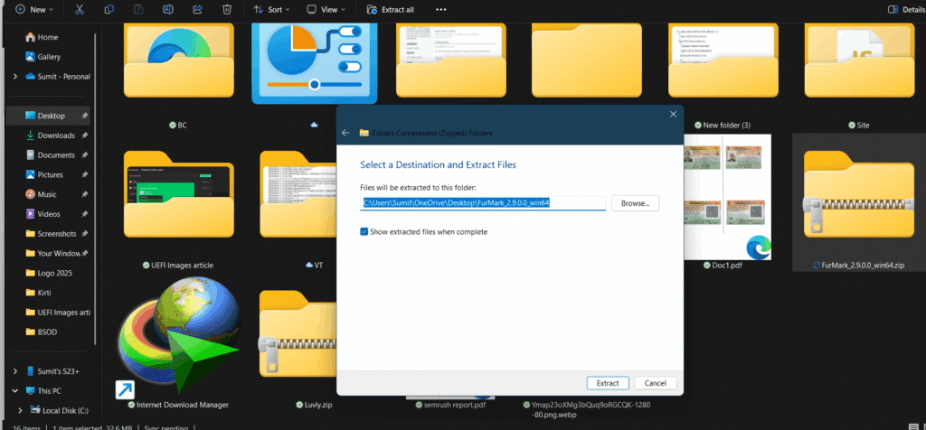 Image showing Furmark portable extraction