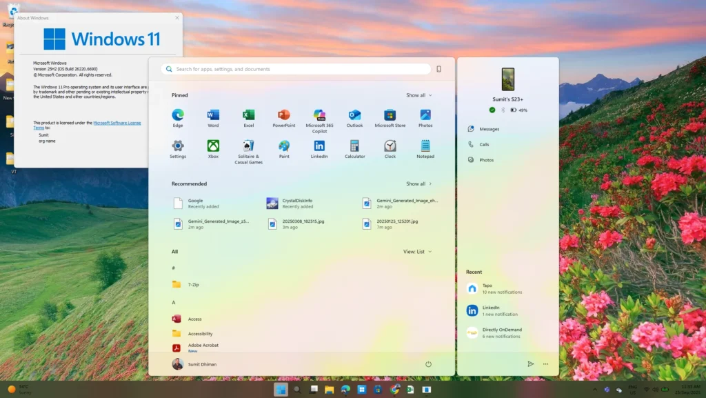 Download Windows 11 25H2 ISO files 1 Image showing Desktop after doing a clean install using Windows 11 25H2 ISO file
