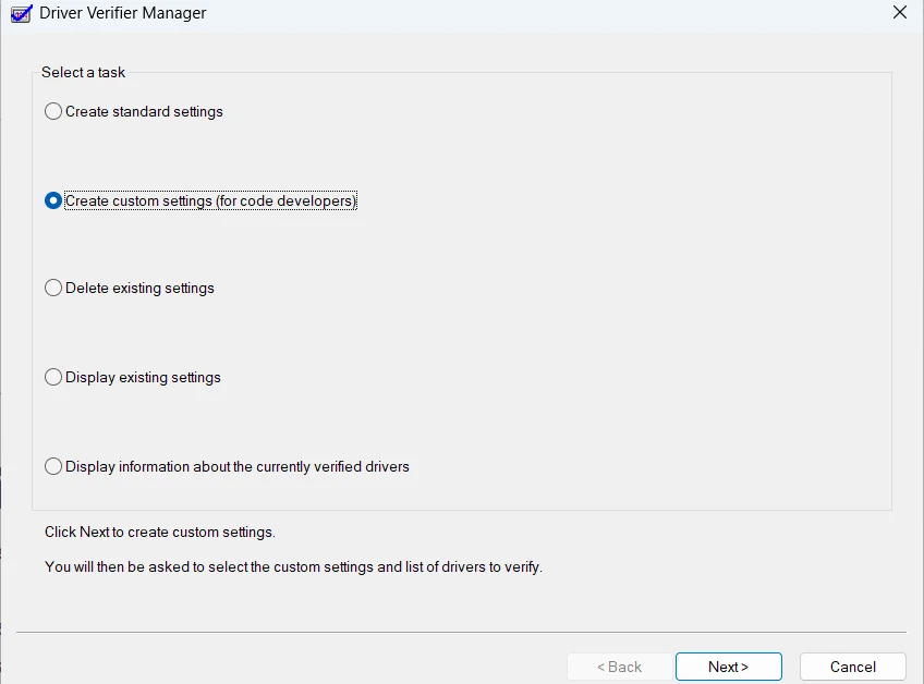Driver Verifier: What It Is, Why It’s Useful, and How to Use It 1 Driver verifier homepage in Windows
