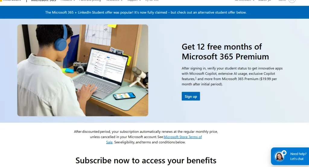 Image depicting Linkedin Premium with Microsoft 365 Premium offer ending